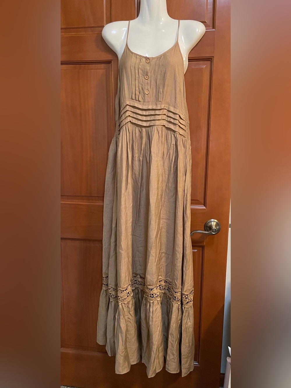 Boho Tiered Maxi Dress in Light Taupe